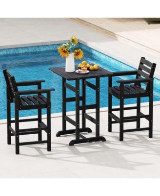 Patio Adirondack Bar Chairs Set of 2 with Wide Armrests & Footrest Backrest