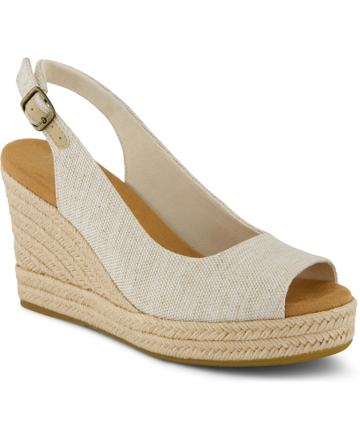 Women's Camilla Peep Toe Wedge Sandals - Black Heavy Canvas