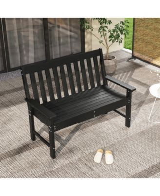All-Weather HDPE Outdoor Bench with Backrest and Armrests