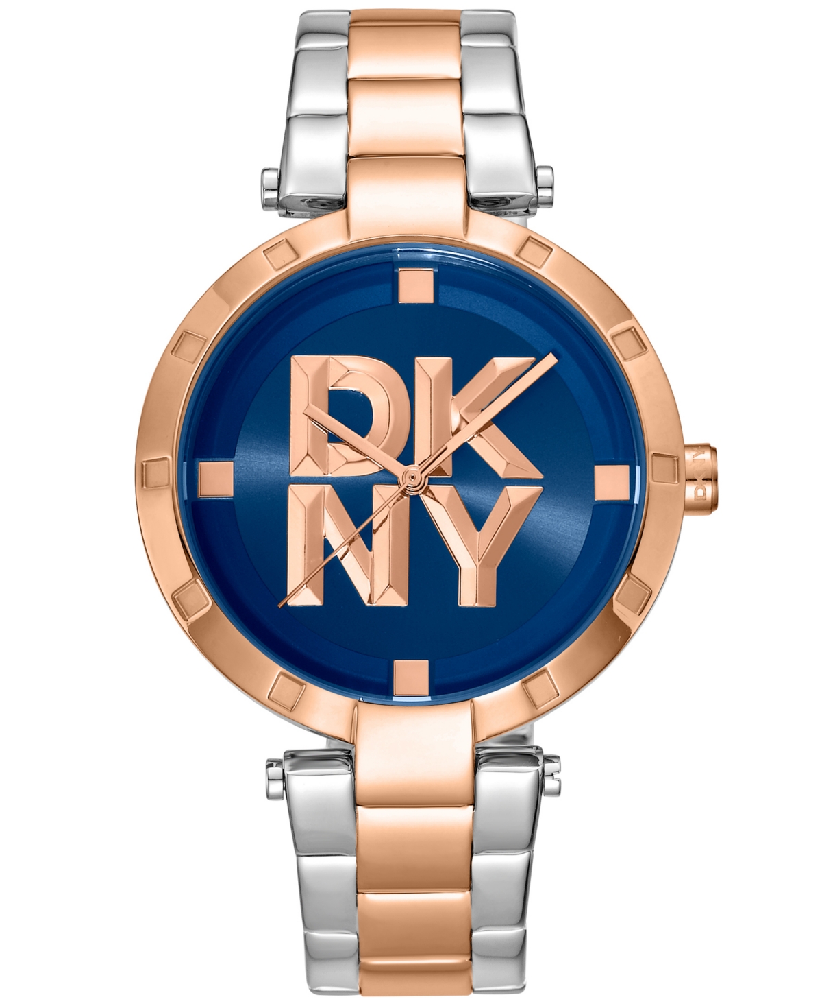 Women's Essential Logo Dark Blue Dial Red Gold Two-Tone Stainless Steel Bracelet Watch 38mm - Two Tone