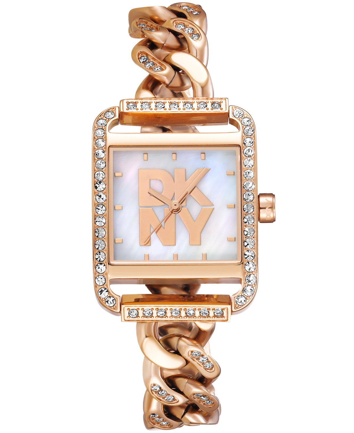 Women's City Glitz White Mop Dial Red Gold-Two-Tone Stainless Steel Bracelet Watch 27x34.5mm - Rose Gold