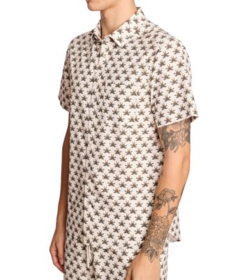 Мужская плавательная рубашка Gilby Slim Fit с коротким рукавом и принтом спереди на пуговицах в стиле Пейсли и Грей