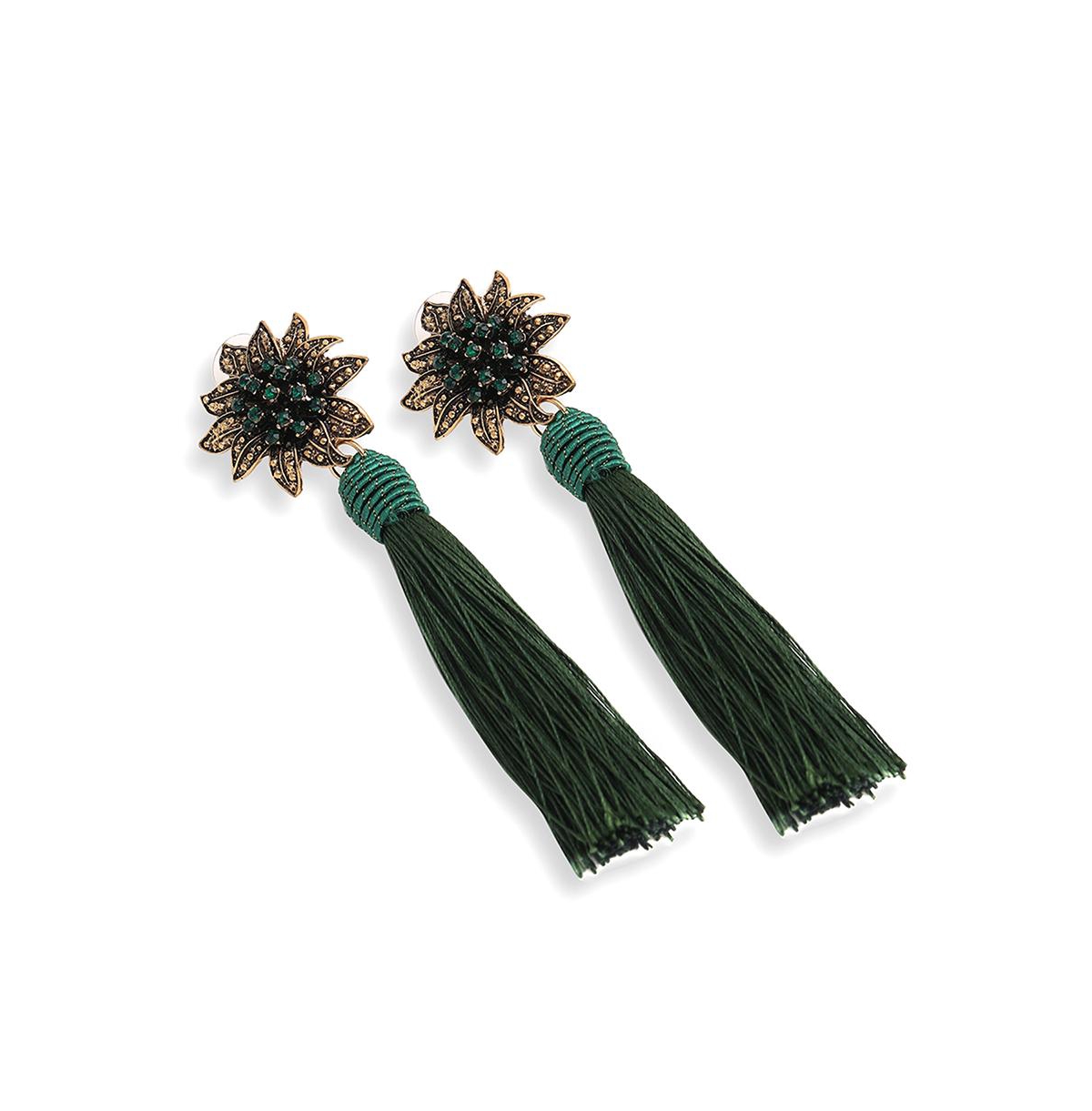 Sohi Green Color Gold Plated Party Designer Stone Drop Earring For Women's In Green