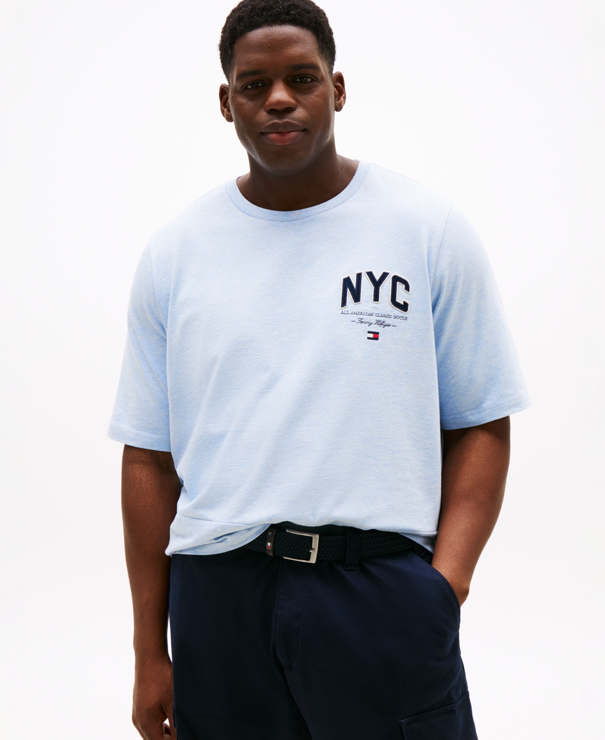 Tommy Hilfiger Men's Big & Tall Short Sleeve Crewneck Nyc Script Logo T-shirt