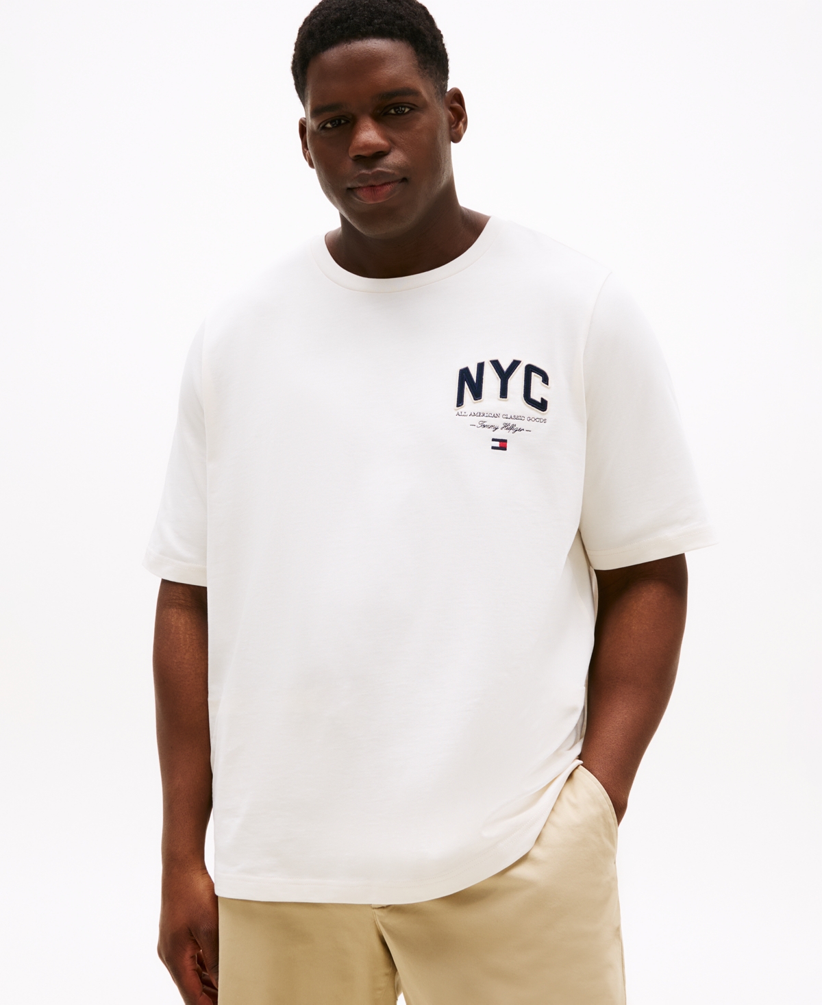Tommy Hilfiger Men's Big & Tall Short Sleeve Crewneck Nyc Script Logo T-shirt