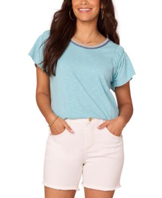 Democracy - Petite Scoop-Neck Cropped T-Shirt