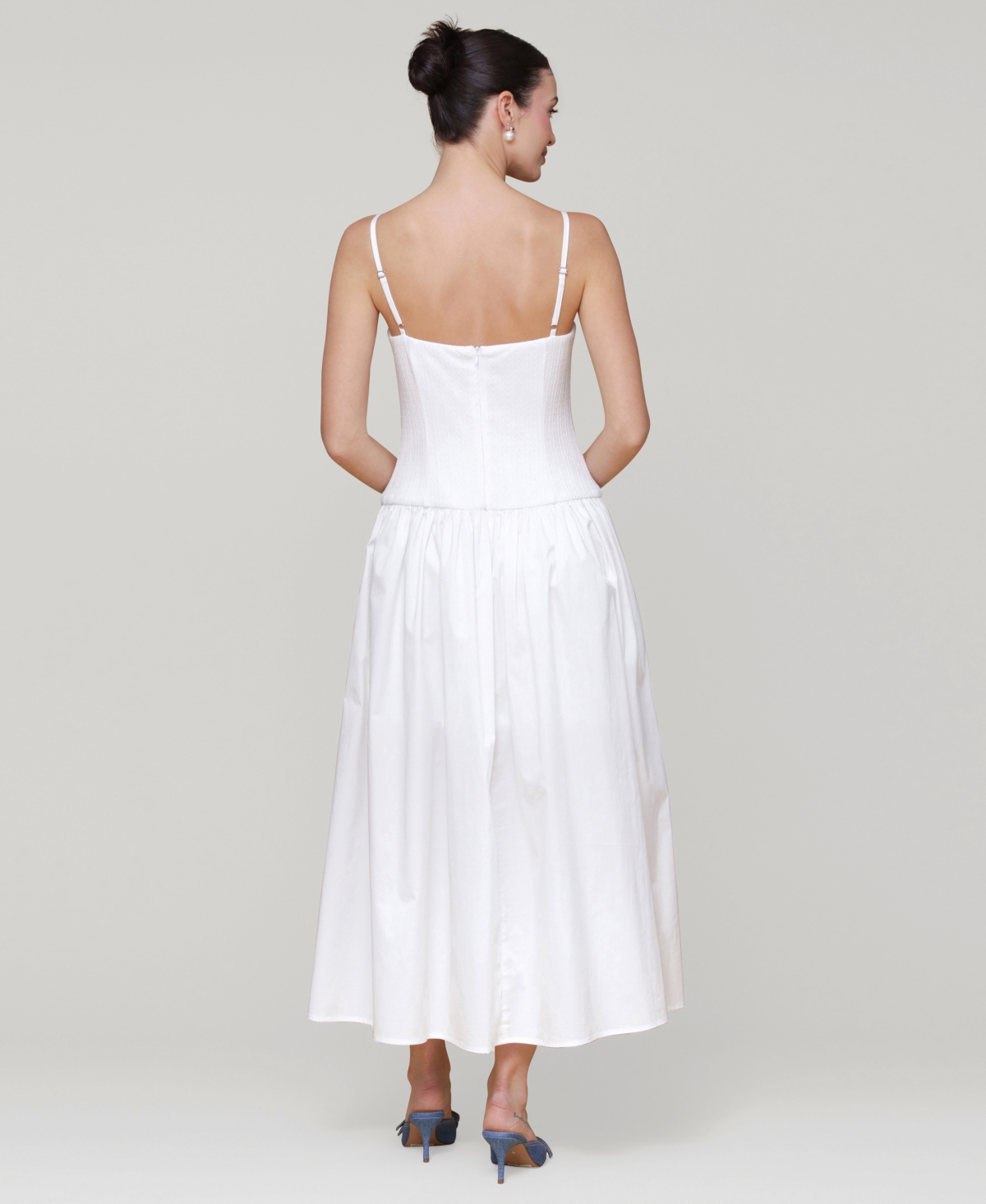 Shop Avec Les Filles Women's Rosette-trim Drop-waist Midi Dress