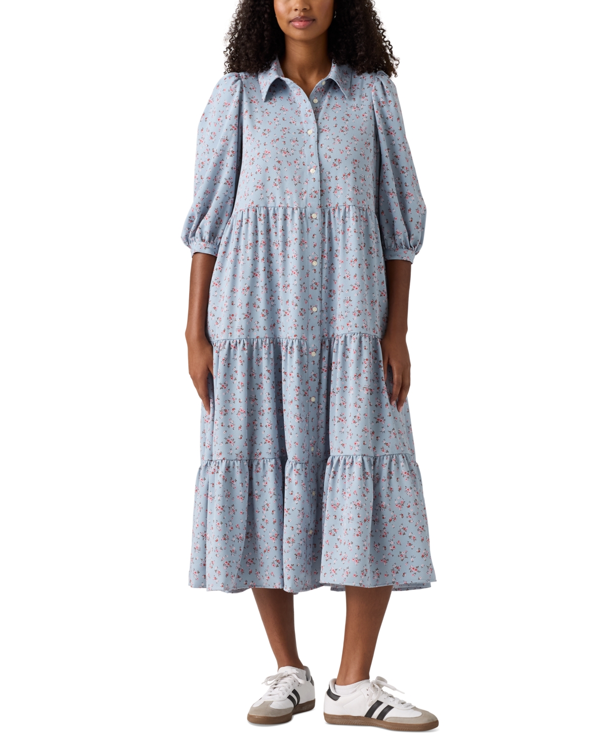 Levi's Women's Cynthia Puff-sleeve Tiered Midi Dress