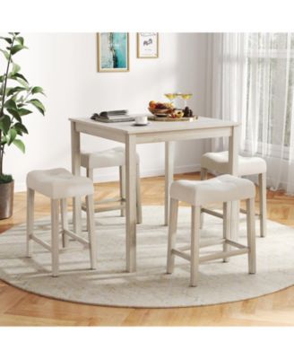 5-Piece High Top Dining Set – Square Bar Table with 4 Padded Stools for Kitchen, Dining, or Entertainment Area