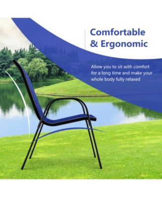 4 Pieces Stackable Patio Dining Chairs Set with Armrest