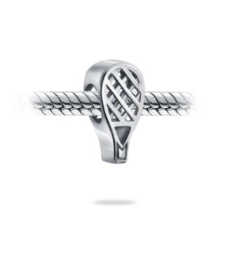 Set of 2 Sports Champion Trophy Dangle Tennis Racquet Charm Bead Sterling Silver