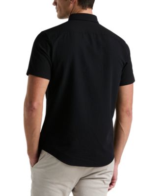 Мужская приталенная стрейчевая рубашка в полоску Perry Ellis из плотного материала на пуговицах