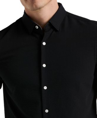 Men's Slim-Fit Stretch Solid Button-Down Seersucker Shirt