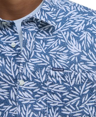 Men's Jackstone Short Sleeve Button-Front Leaf Print Shirt