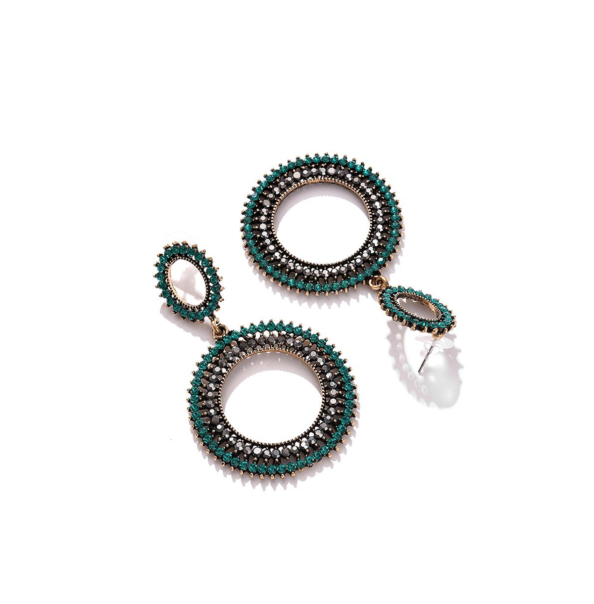 Sohi Green Color Gold Plated Designer Stone Drop Earring In Green