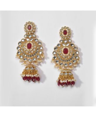 Women's Gold Plated Kundan Beaded Jewellery Set