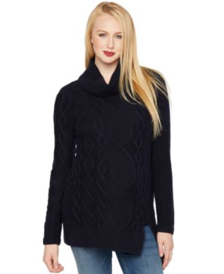 A Pea in the Pod - Maternity Cowl-Neck Cable-Knit Sweater