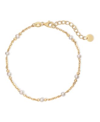 Freshwater Pearl Chain Bracelet in 14K Gold, 6.5 in adj to 7.5 in, approx. 2.2 grams.