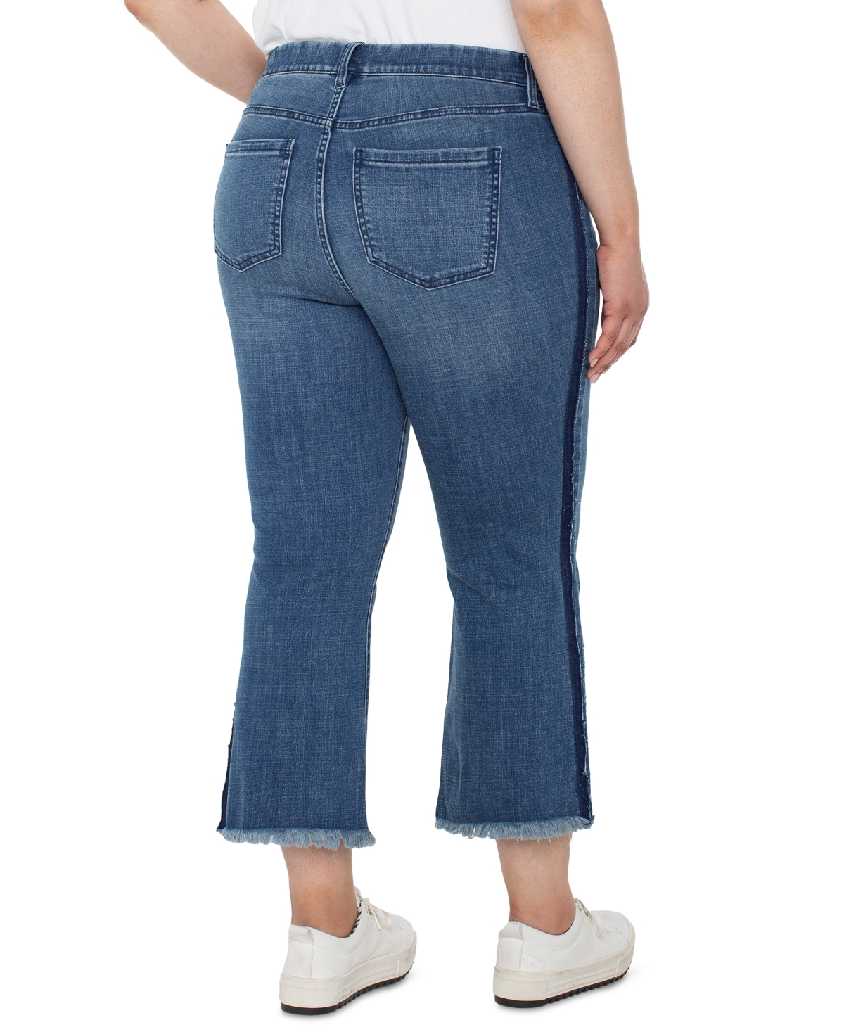 Shop Liverpool Los Angeles Plus Size Gia Glider Frayed-hem Cropped Flare Jeans
