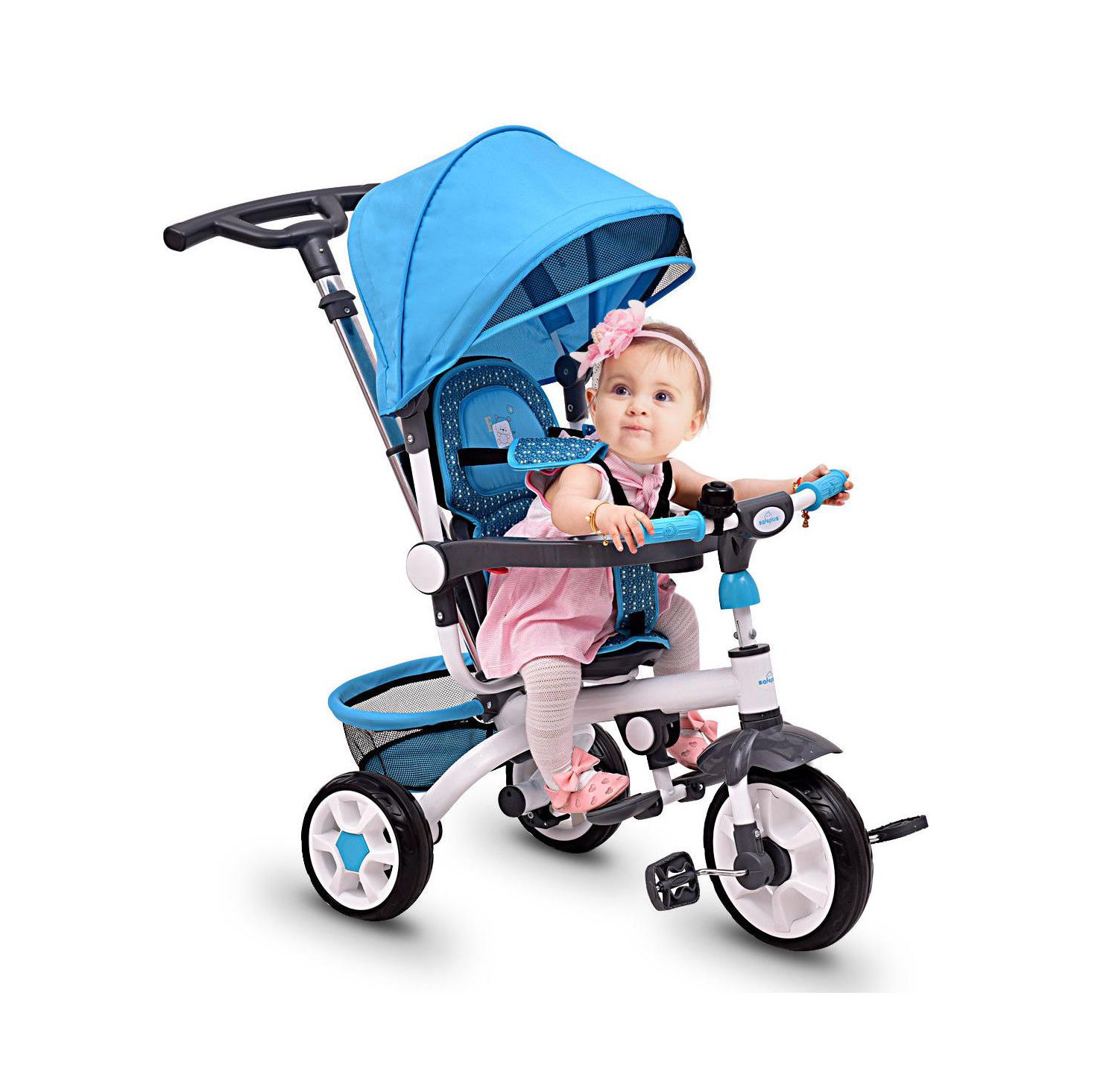 Baby Tricycle Stroller 6-in-1 Kids Push Trike with Removable