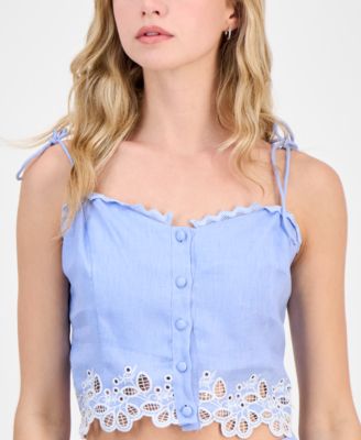 Women's Kiya Eyelet-Trim Crop Top