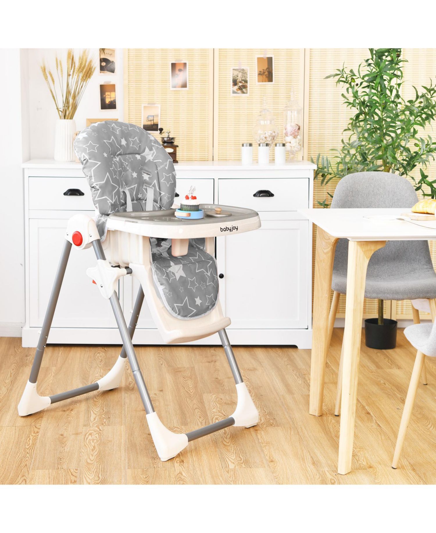 Toddler Folding High Chair Dining Chair w/ 6-Level Height Adjustment