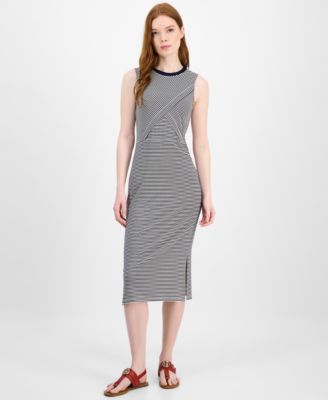 Tommy Hilfiger - Women's Striped Crossover Midi Dress
