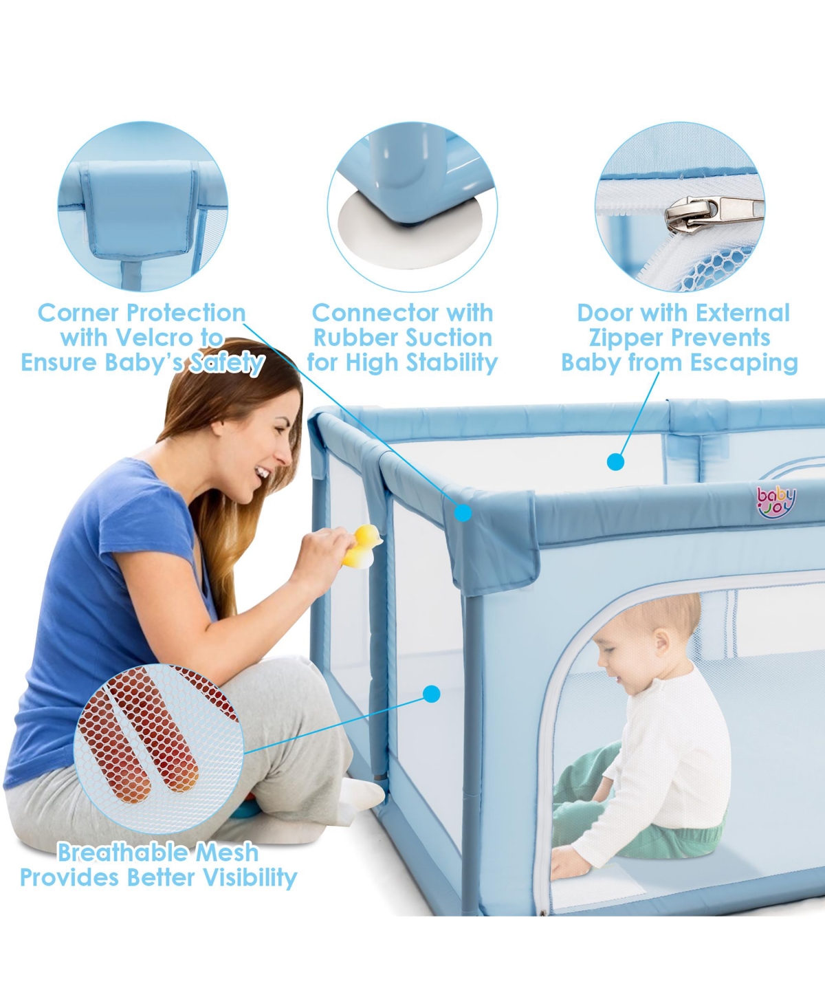 Costway Toddler Playpen Extra Large Activity Center Safety Play Yard w/ Gate