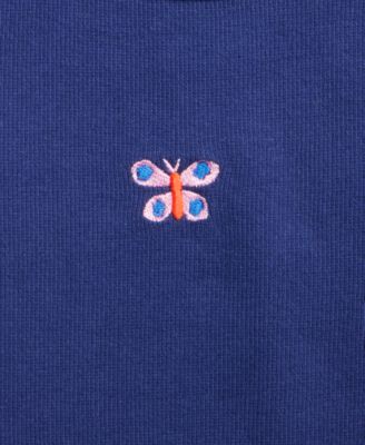 Little & Big Girls Butterfly Embroidered Ribbed T-Shirt, Exclusively at Macy's