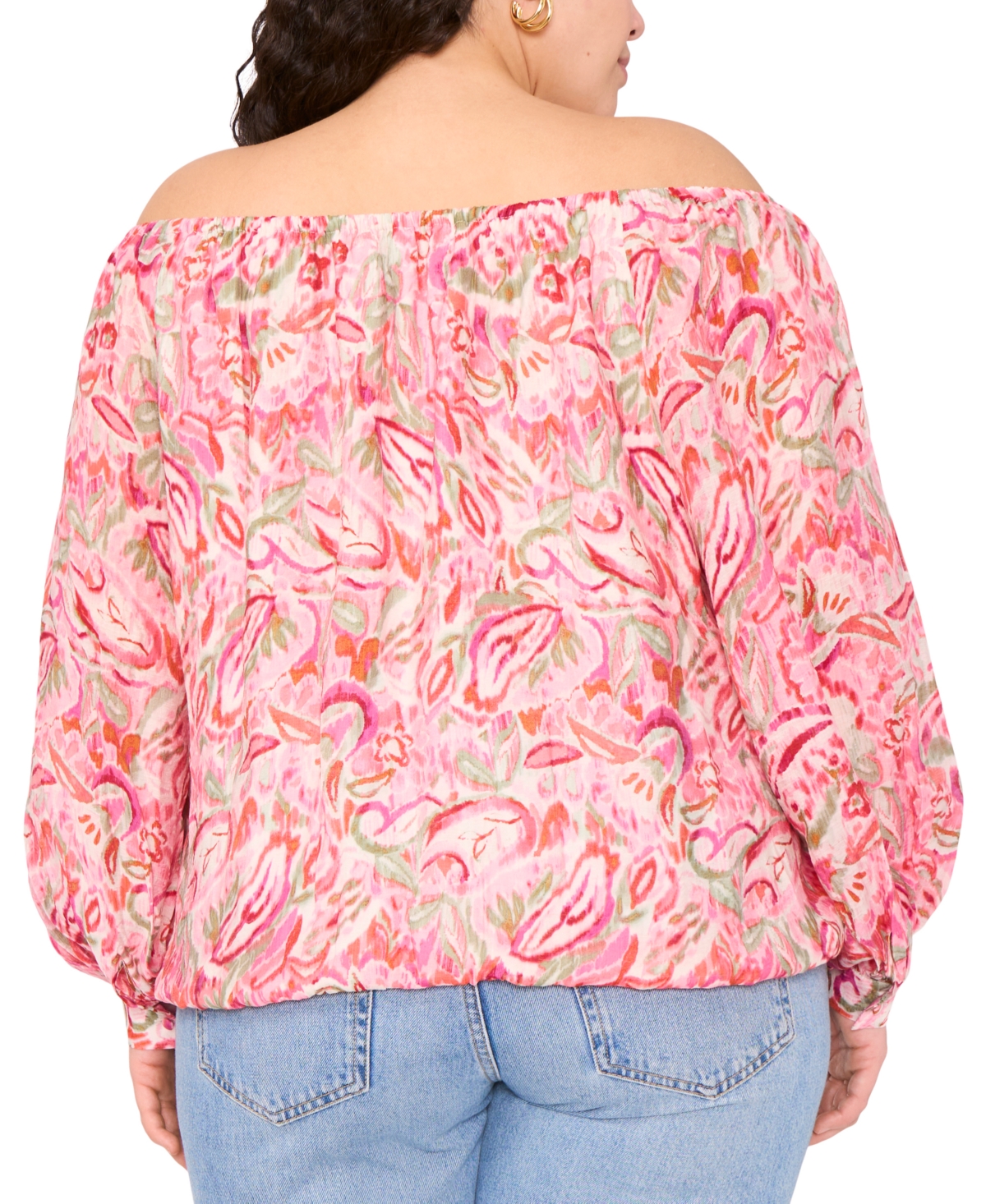 Vince Camuto Plus Size Printed Off-the-shoulder Top In Pink