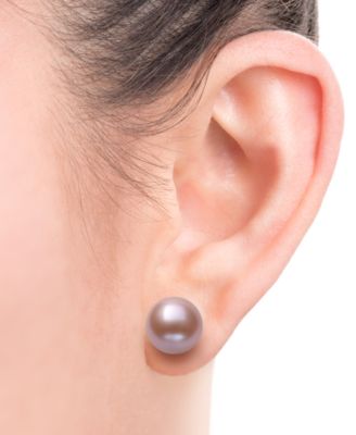 Pearl Earrings, 14k Gold Cultured Freshwater Pearl Stud Earrings (10mm) (Also Available in Pink Cultured Freshwater Pearl)