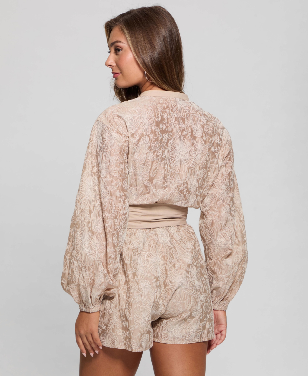 Guess Women's Michela Embroidered Cotton Blouson-sleeve Romper