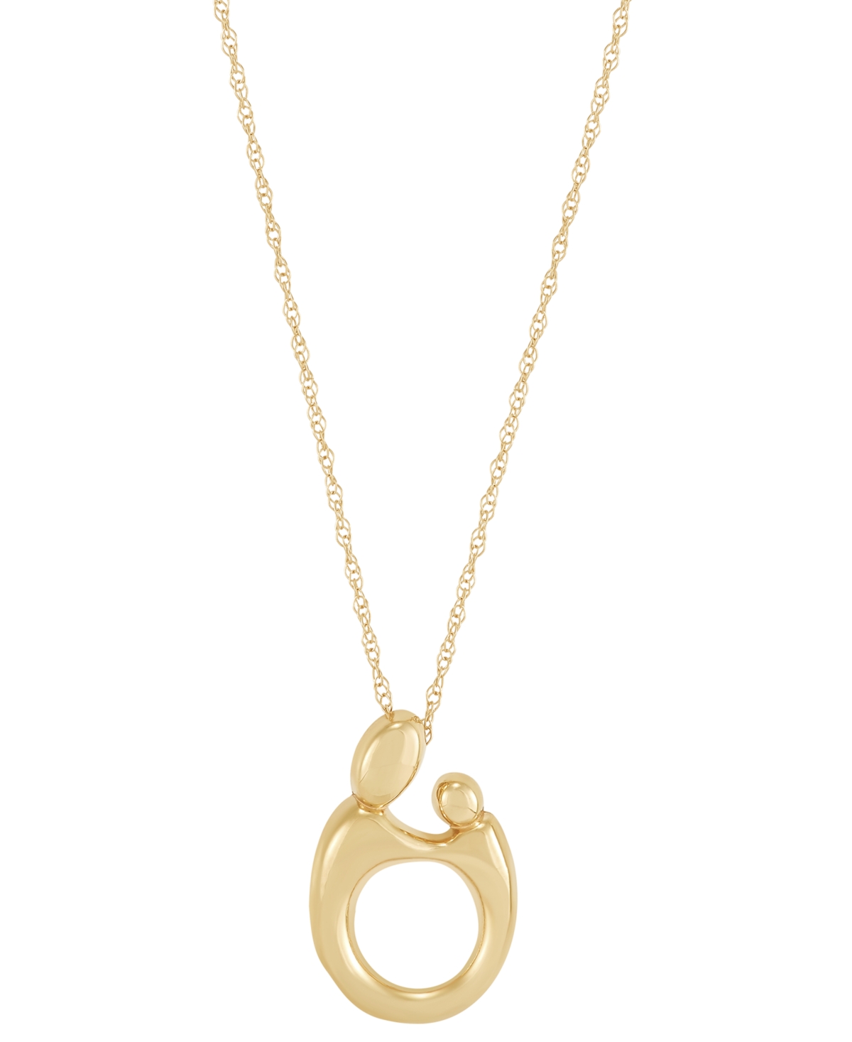 Italian Gold Polished Mother & Child Pendant 18" Necklace In 10k Gold