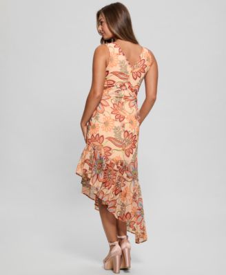 Женское платье GUESS с асимметричным принтом Sabrina с оборками на подоле