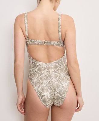 Women's Snake-Print Underwire One-Piece Swimsuit, Regular And Plus Size