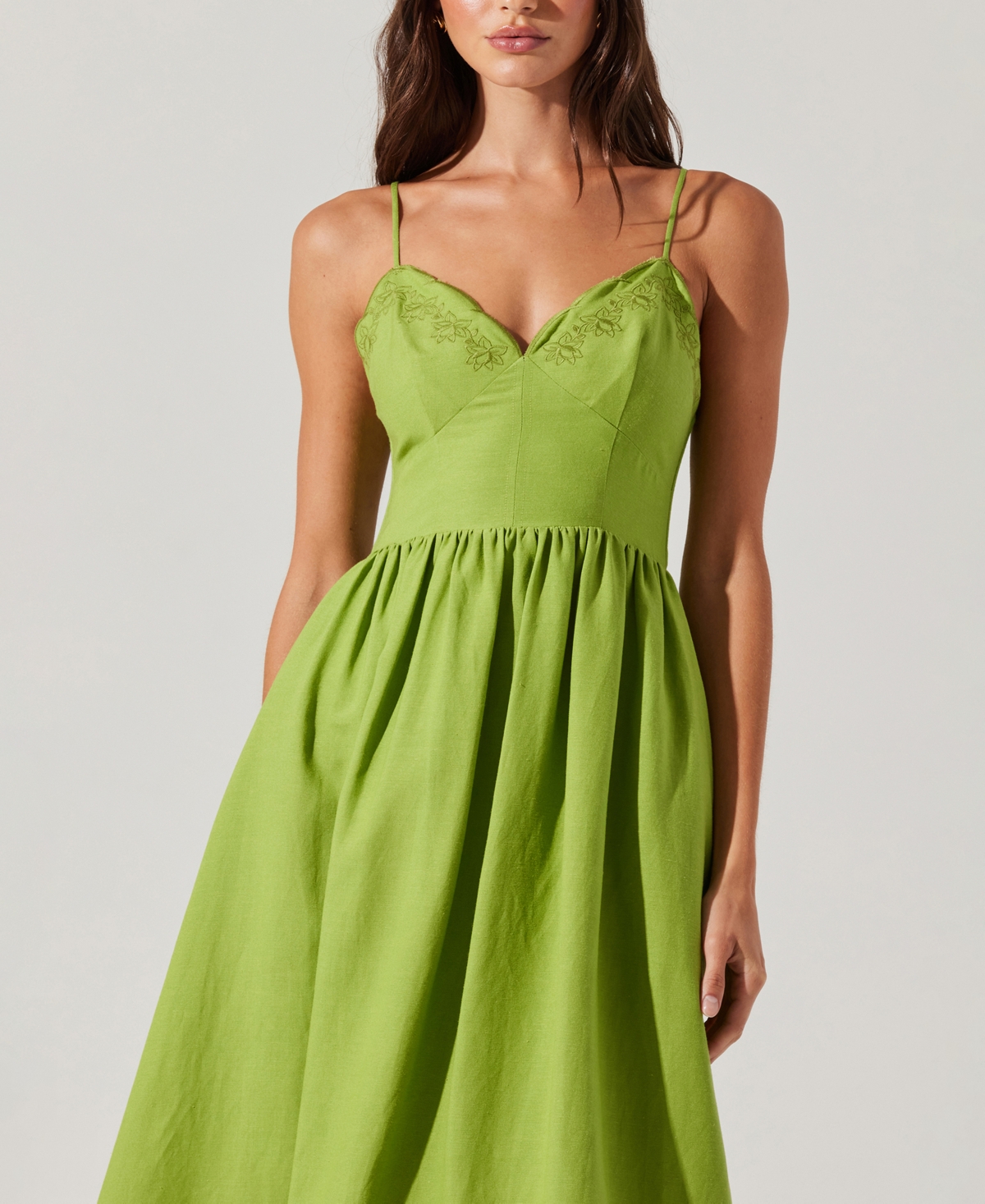 Astr The Label Kaidi Ramie Blend Midi Sundress In Green