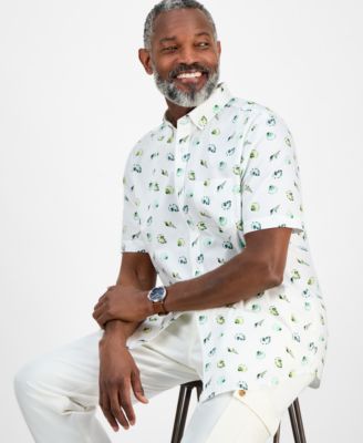 Мужская рубашка на пуговицах с коротким рукавом и принтом в виде ракушек Club Room, эксклюзивно от Macy's