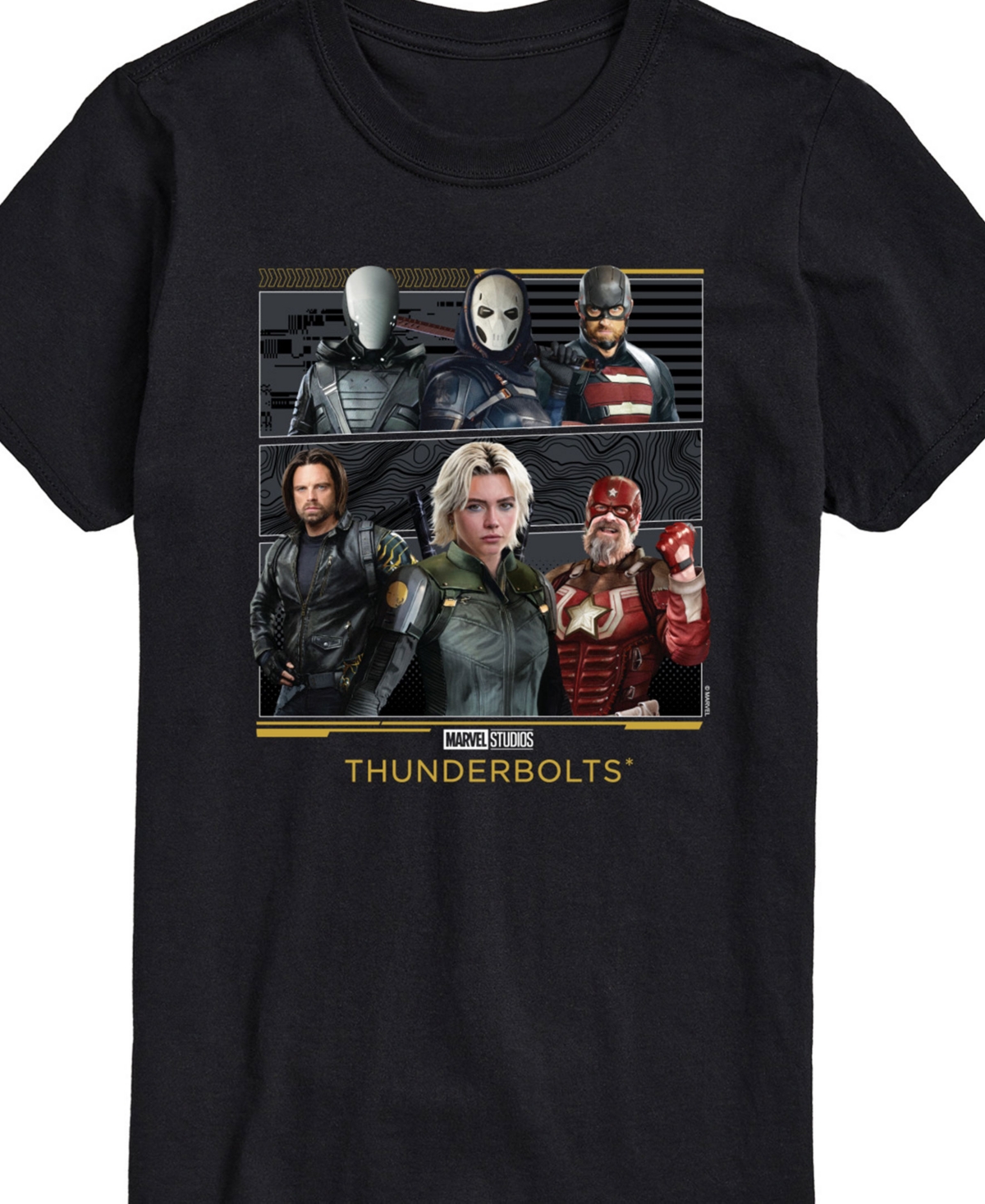 Airwaves Men's Marvel Thunderbolts Character Group Short Sleeve T-shirt In Black