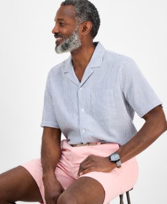 Мужская рубашка Club Room в полоску с короткими рукавами и застежкой на пуговицы спереди, эксклюзивно от Macy's