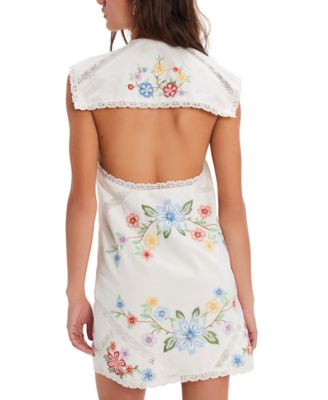 Женское хлопчатобумажное мини-платье Free People с вышивкой из ивы