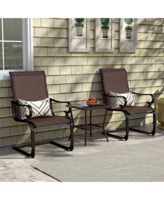Set of 2 Patio Chairs C-Spring Motion Chairs with Quick-drying & Breathable Fabric
