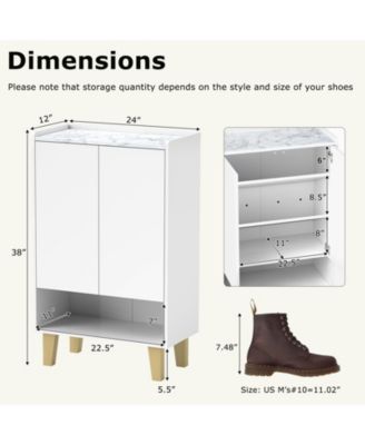 5-Tier Shoe Cabinet with Faux Marble Top – Flat Tilting Shelves for Shoes and Accessories Storage