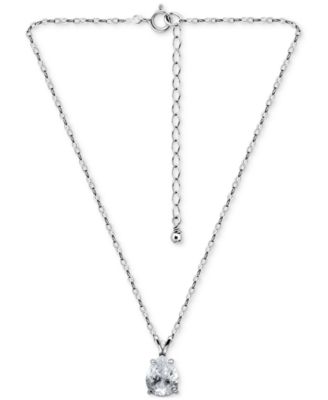 Cubic Zirconia Pear Solitaire Pendant Necklace, 16" + 2" extender, Exclusively at Macy's