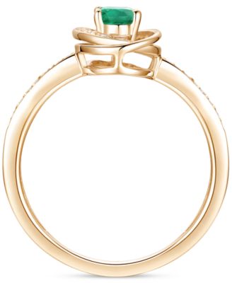 Emerald (3/8 ct. t.w.) & Diamond (1/6 ct. t.w.) Oval Swirl Ring in 14k Gold (Also in Ruby & Sapphire)