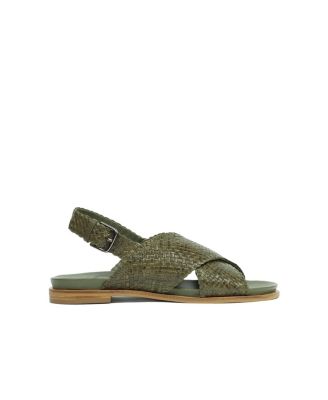 Leather Woven Crossover Sandal