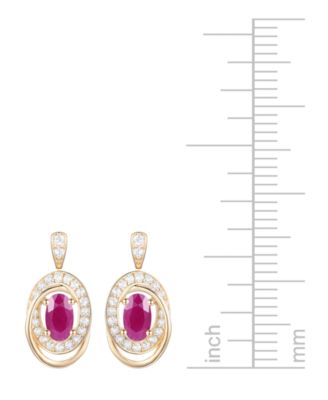 Emerald (3/8 ct. t.w.) & Diamond (1/5 ct. t.w.) Oval Swirl Drop Earrings in 14k Gold (Also in Ruby & Sapphire)