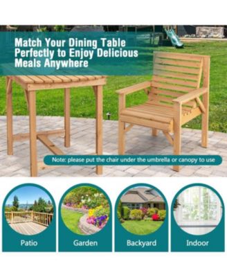 Outdoor Solid Fir Wood Chair with Inclined Backrest