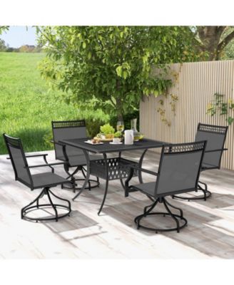 Patio Swivel Dining Chairs Set of 2 with Heavy-duty Metal Frame and Armrests