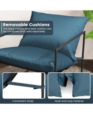 2PCS Sling Accent Chairs Metal Framed Armchairs with Removable Sponge Cushions