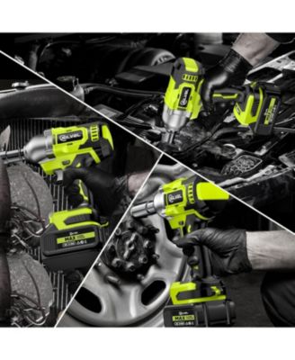 Cordless Impact Wrench, MAX 500N.M Brushless Impact Gun 1/2 inch, 4.0Ah Battery, 6 Sockets, 3200RPM Impact Driver wih Fast Charger